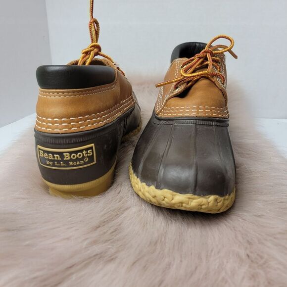 LL. Bean Women’s Boots Gumshoes Brown Leather Padded Collar Duck Shoes Size 7 - Picture 7 of 10